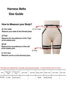 1 Pc Street-Style Waist Belt, Black PU Leather Thigh Garter, Suitable For Party & Everyday Wear For Women