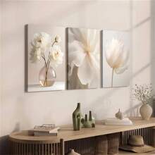 1张/3张墙面艺术海报，现代波西米亚风花卉植物帆布画，适合家居装饰客厅卧室办公室宿舍背景设计，趣味礼物，可选画框，圣诞节新年万圣节装饰 - 彩色 - 查看 4