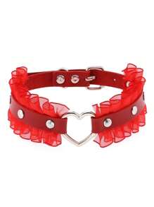 1 件朋克哥特式铆钉红色颈链性感项链，适合女性日常派对穿着、圣诞派对、创意生日、情人节、狂欢节礼物 - 紅色 - 查看 28