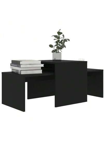 VidaXL Coffee Tafel Set 100x48x40 Cm Processed Wood Zwart view 3