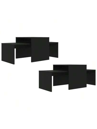 VidaXL Coffee Tafel Set 100x48x40 Cm Processed Wood Zwart view 5