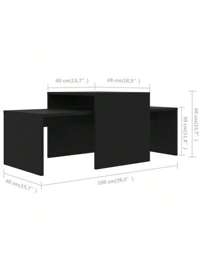 VidaXL Coffee Tafel Set 100x48x40 Cm Processed Wood Zwart view 7