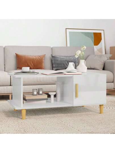 VidaXL Coffee Tafel 90x50x40 Cm Processed Wood High Gloss Wit