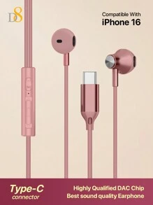 D8 C 型耳机带 USB-C 插头，有线耳塞带内置遥控器以控制音乐，以及音量 C 型耳机入耳式耳机带麦克风和音量控制，兼容 I Phone16 / I Phone16 Pro / I Phone 16 Pro Max /I Phone15/15Puls/15Pro/15Pro Max/IPad Air 4/5/Galaxy S23/S22/S21/S20/Ultra Note 10/20，节日礼物情人节礼物圣诞礼物，必备品。