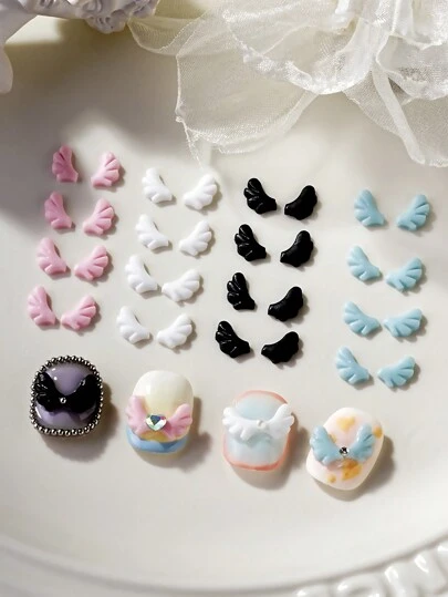 100个混色天使翅膀美甲装饰品，珠宝工艺DIY美甲配件，美甲用品，美甲宝石