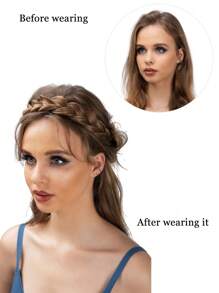 Elegant Adjustable Fishbone Hair Braid Headband - Synthetic Hair Accessory For Women Girl, Perfect For Parties & Everyday Wear - Multicolor - View 4
