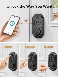 Arpha Smart WiFi Door Lock With Fingerprint, Keyless Entry Door Deadbolt, App Remote Control, Electronic Keypad Smart Lock For Front Door, Auto Lock, Easy Installation