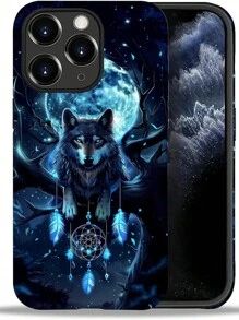 Compatible With IPhone 13-16 Pro Max Case, Magic Elemental Wolf In The Moonlit Night Print Phone Case Funny Liquid Silicone Case Impact Resistant Anti-Scratch Shockproof Protective Cover Gifts For Family, Friends, Kids, Birthday,Spring, Holiday, Boyfriends, Girlfriends, Valentine's Day