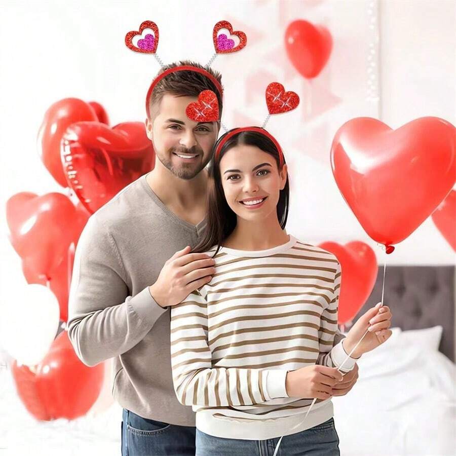 1 Stück/4 Stück/6 Stück herzförmiges Haarband, erzeugt Hochzeits-/Valentinstag-Atmosphäre, geeignet als westliche Valentinstag-Party-Deko oder Haaraccessoire