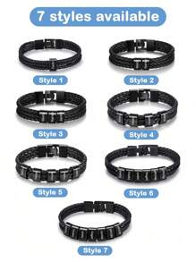 LICVIC 1 szt. Spersonalizowana bransoletka dla ojca z imionami. Niestandardowe imię grawerowane. Chłopięce plecione bransoletki ze skóry. Prezent urodzinowy dla taty, męża, dziadka i chłopaka. Niestandardowe bransoletki z imionami dla chłopca z 1-7 grawerowanymi imionami. Spersonalizowana pleciona bransoletka ze skóry. Wielofunkcyjna, ozdobna, z literami, stylowa, nowoczesna, kolorowa, słodka, urocza, codzienna, spersonalizowana, unikatowa, spersonalizowana. Idealny prezent dla niego, idealny prezent dla niej, moda na powrót do szkoły. - Czarne - Zobacz 4