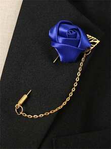1pc Men's Suit Golden Leaf Rose Brooch With Chain, Unisex Tie Clip - Multicolor - View 13