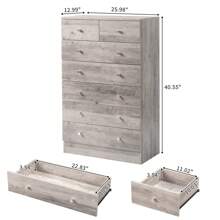 SYMCAVE 7 Drawer Dresser For Bedroom, Wooden Chest Organizer For Living Room(25.98L X 12.99W X 40.55H Inch) - Xám - Xem 8