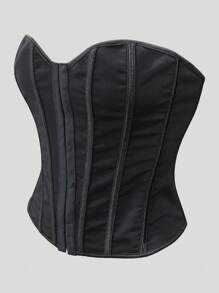 1 Stück Damen Shapewear Korsett mit 14 Stahlfedereinsätzen und vorderer Hakenverschlussing, rückwärtig mit Schnürbändern, komfortables und minimalistisches elegantes Design