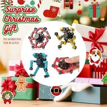 Colorful Glowing Transformable Toys Finger Spinner, Light-Up Deformable Robot Shapes, Stress Relief Rotating Tops, Chain Finger Spinners, Suitable For Party Games & Gifts - Multicolor - View 2