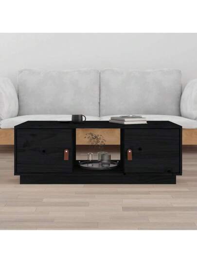 VidaXL Coffee Tafel 100x50x35 Cm Solid Pine Wood Zwart