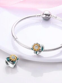 STYFNE 1 pieza Collar colgante con dijes de primavera - Sakura rosa, crisantemo, corazón, girasol, letra, joyería hecha a mano como regalo para novia o mejor amiga - Plateado - Ver 17