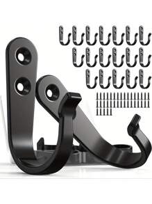 10/20PCS Heavy Duty Iron Coat Hooks With Screws, Wall Mounted Metal Hangers, Rust Resistant Coating, Easy To Install, Industrial Display Hooks, For Home And Office Decor
