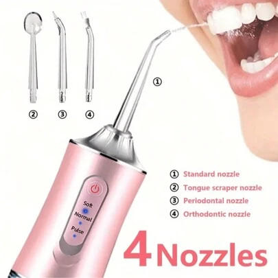 EOLOVA Electric Oral Irrigator Set, Wireless Water Flosser With 4 Nozzles, 360° Rotating Tip, Unisex, Daily Teeth & Gum Care, Great Gift