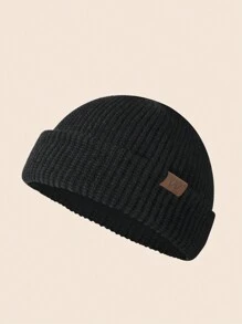 1 件男士纯色百搭缝标便帽，适合秋冬保暖和日常穿着 - W - 查看 20