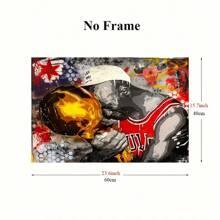 Abstrakte Graffiti Basketballspieler Leinwandkunst Poster - Rahmenlose Pop Sport Stern Wandkunst Dekoration für Wohnzimmer, Schlafzimmer, Fitnessstudio oder Studentenwohnheim