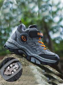 青少年时尚运动鞋，带防滑钉的户外登山鞋，皮革跑鞋