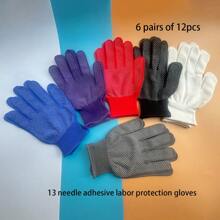 1 paire / 2 pièces - 12 paires / 24 pièces Set combinaison aléatoire Gants de jardinage en nylon 13 gauge à points anti-dérapants, escalade, conduite, emballage, gants de travail respirants, revêtement à points résistant à l'usure, gants de travail fins unisexes, gants polyvalents en nylon à coquille anti-dérapante