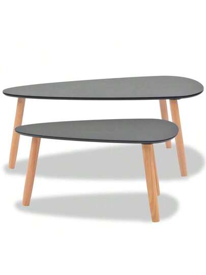 VidaXL Piece Coffee Tafel Set Solid Pine Wood Zwart view 4