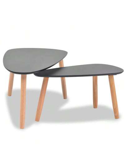 VidaXL Piece Coffee Tafel Set Solid Pine Wood Zwart view 3