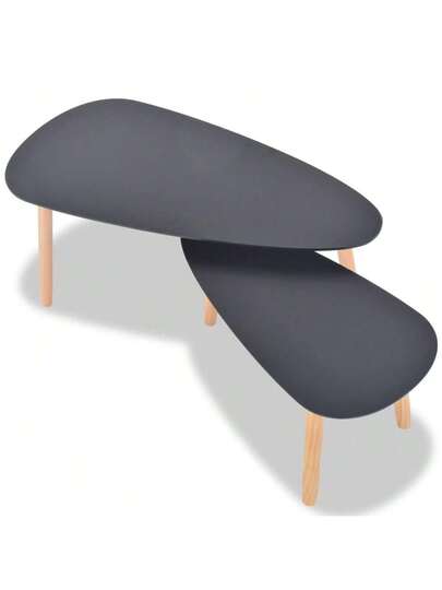 VidaXL Piece Coffee Tafel Set Solid Pine Wood Zwart view 5