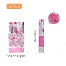 Confetti Cannon Pink Star Confetti Poppers 12-Pack Confetti Party Cannon Bulk Pink Foil Party Poppers Confetti Shooters Mylar Confetti Popper Voor Bruiloft, Verjaardag, Diploma-uitreiking, Nieuwjaarsviering