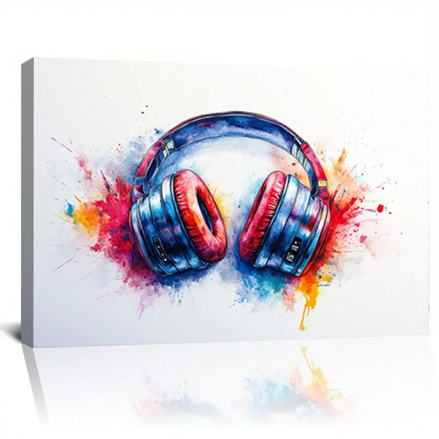 Graffiti Headphone Art Poster, Colorful Headphone Design, Music Theme Canvas Art, For Home, Bedroom, And Game Room