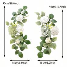 Pack Of 2 Artificial Flowers Decorations,Artificial Arch Backdrop Garlandfor Ceremony Party Reception Entrance Welcome Easel Door Floral Decor Wall Home Entryway Outdoor - 綠色 - 查看 3