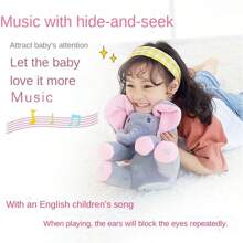 1 件，捉迷藏大象毛绒玩具，捉迷藏游戏玩具唱歌互动音乐玩具，送给朋友的好礼物活动耳朵捉迷藏熊娃娃 - 彩色 - 查看 9