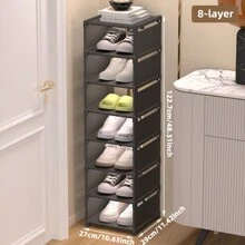 1pc Multi-Layer Single Row Shoe Rack, Dustproof Simple Storage Rack, Space Saving, Free Assembly, Suitable For Entrance, Closet, Corridor, Living Room, Garage - Black - View 13