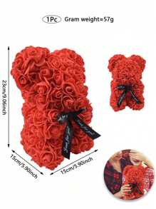 1PC Rode Rozenbeer Valentijnsdag Moederdag Beste Cadeau Voor Vrienden Trouwdag Verjaardag Handgemaakte Teddybeer PVC Geschenkdoos Schattige En Romantische Eeuwige Bloemenbeer, Valentijnsdag, Cadeau
