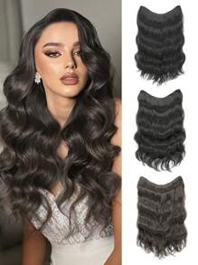 Extensions de cheveux avec clips, vague longue avec 5 clips de sécurité, 22 pouces, extensions de cheveux avec clips en forme de V en fibre synthétique ondulé, pour 1 pièce usage quotidien des femmes