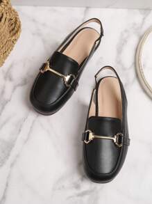 1 Pair Girls' PU Soft Bottom Anti-Slip Closed Toe Flat Princess Sandals, Suitable For Summer - Black - View 5