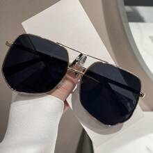 1 Pair Elegant Geometric Metal Frame Glasses, Durable And Stylish