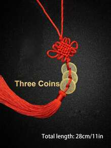 1pc-Hanging Red Copper Coin Chinese Knot Tassel,Feng Shui Chinese Knot Tassel,Chinese New Year Coin,Feng Shui Coins,Lucky Chinese Fortune Coin,Lucky Coins Of Five Emperors In Ancient China,Chinese Knot Coin Hanging Decoration,Mysterious Eastern Culture,Chinese Lunar New Year Of 2025 Supplies Gift