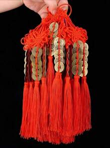 1pc-Hanging Red Copper Coin Chinese Knot Tassel,Feng Shui Chinese Knot Tassel,Chinese New Year Coin,Feng Shui Coins,Lucky Chinese Fortune Coin,Lucky Coins Of Five Emperors In Ancient China,Chinese Knot Coin Hanging Decoration,Mysterious Eastern Culture,Chinese Lunar New Year Of 2025 Supplies Gift