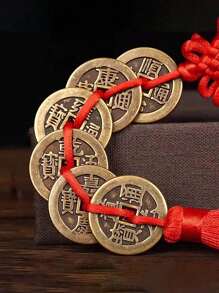 1pc-Hanging Red Copper Coin Chinese Knot Tassel,Feng Shui Chinese Knot Tassel,Chinese New Year Coin,Feng Shui Coins,Lucky Chinese Fortune Coin,Lucky Coins Of Five Emperors In Ancient China,Chinese Knot Coin Hanging Decoration,Mysterious Eastern Culture,Chinese Lunar New Year Of 2025 Supplies Gift