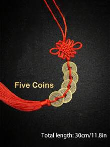 1pc-Hanging Red Copper Coin Chinese Knot Tassel,Feng Shui Chinese Knot Tassel,Chinese New Year Coin,Feng Shui Coins,Lucky Chinese Fortune Coin,Lucky Coins Of Five Emperors In Ancient China,Chinese Knot Coin Hanging Decoration,Mysterious Eastern Culture,Chinese Lunar New Year Of 2025 Supplies Gift