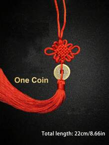 1pc-Hanging Red Copper Coin Chinese Knot Tassel,Feng Shui Chinese Knot Tassel,Chinese New Year Coin,Feng Shui Coins,Lucky Chinese Fortune Coin,Lucky Coins Of Five Emperors In Ancient China,Chinese Knot Coin Hanging Decoration,Mysterious Eastern Culture,Chinese Lunar New Year Of 2025 Supplies Gift