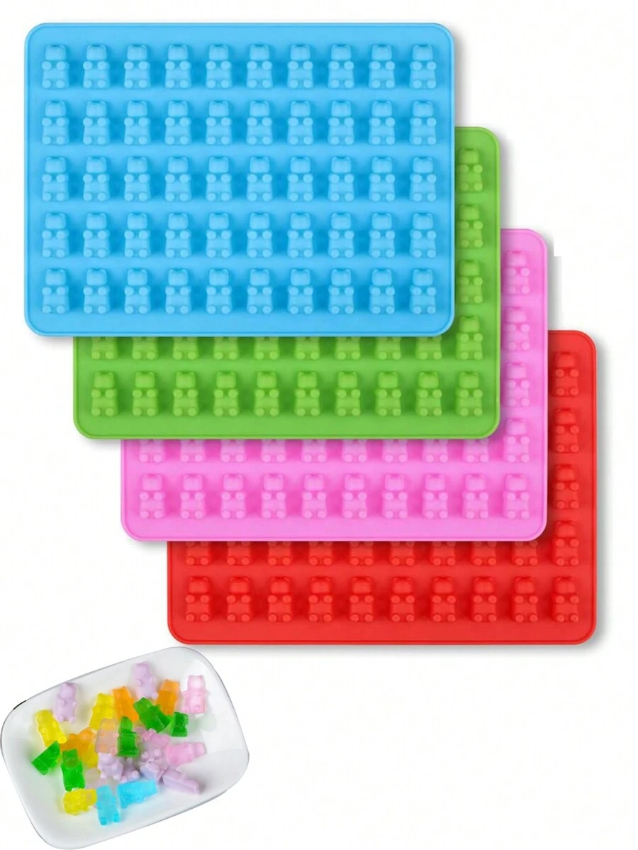 1pc 50-Cavity Silicone Bear Chocolate Mold, DIY Baking Tool For Gummy, Jelly, Chocolate, Candy, Ice Cube