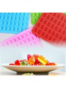 1pc 50-Cavity Silicone Bear Chocolate Mold, DIY Baking Tool For Gummy, Jelly, Chocolate, Candy, Ice Cube