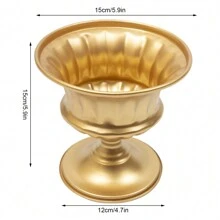 10 Pcs Small Gold Vases For Centerpieces -Metal Compote Vase, 5.9 Inch Trumpet Vase Urns, Wedding Centerpieces For Tables, Pedestal Vase Flower Holder For Birthday, Event, Home Decoration - 亮金 - 查看 3