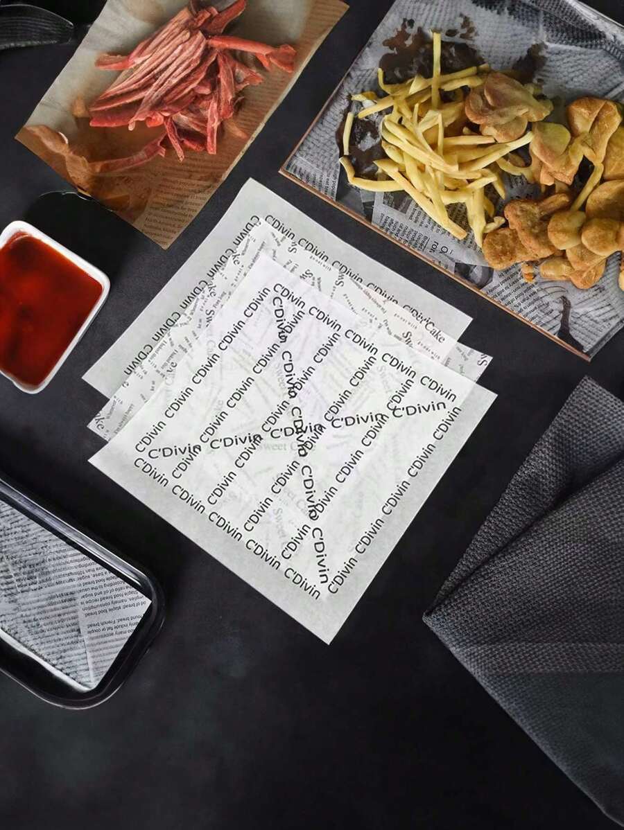 25/50 件/1 套多张法式防油羊皮纸，吸油硅化纸，用于烘焙、甜点、汉堡和蛋糕包装