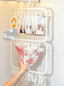 1/2/3pcs Versatile Plastic Hanger Storage Box - Ideal Organizer For Underwear, Socks & Accessories | Space-Saving Solution For Dorms | Multi-Functional Clothes And Accessory Clamp Rack"