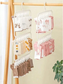 1/2/3pcs Versatile Plastic Hanger Storage Box - Ideal Organizer For Underwear, Socks & Accessories | Space-Saving Solution For Dorms | Multi-Functional Clothes And Accessory Clamp Rack"