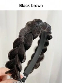 1件手工波西米亚风编织发箍，防滑齿设计，完美发型配饰，鱼骨辫假发发箍，发圈